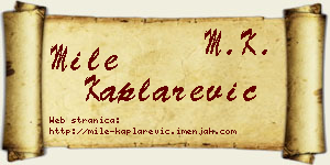 Mile Kaplarević vizit kartica